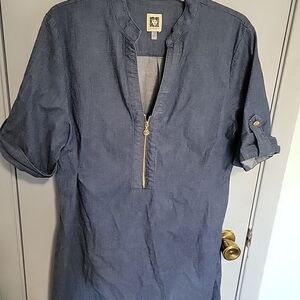 Anne Klein Blue Half-Zip Tunic Dress